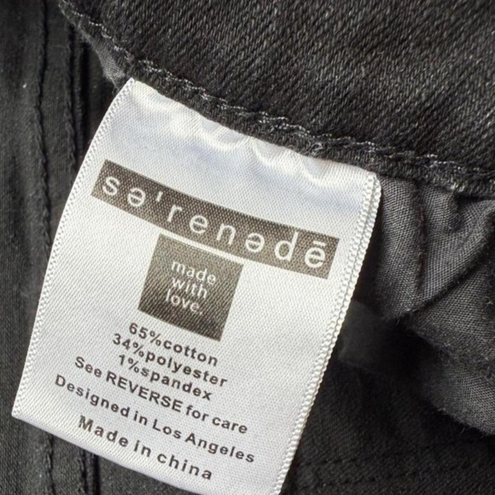 Serenede‎ Mens Black Distressed Skinny Jeans Ripped Streetwear Size 38 - Picture 7 of 7